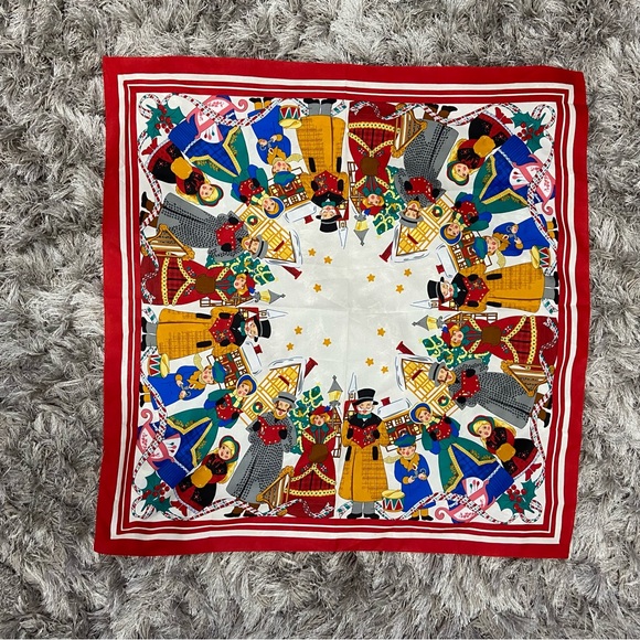 Vintage woman Christmas Carrol theme 30” X 31” scarf. Pre owned. - Picture 1 of 4